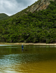 Fototapeta premium Nature's valley lagoon and fly fishing in Garden route South Africa