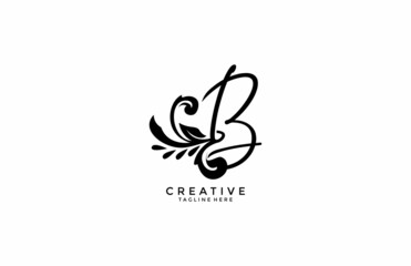 Abstract Stylsih Artistic Floral Monogram B Logo