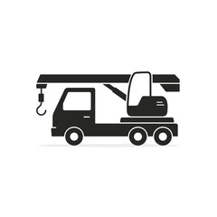 Truck crane icon. Black silhouette. Vector Isolated building transportation on white background © tatianasun