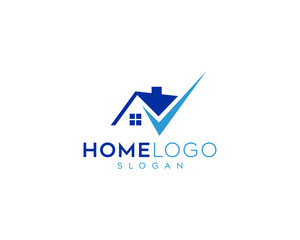 Home icon logo design, Home check mark vector logo design, real estate logo vector design  