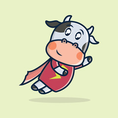 Cute cow cartoon vector icon illustration logo mascot hand drawn concept trandy cartoon