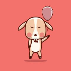 Cute goat cartoon vector icon illustration logo mascot hand drawn concept trandy cartoon