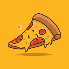 Cute pizza cartoon vector icon illustration logo mascot hand drawn concept trandy cartoon