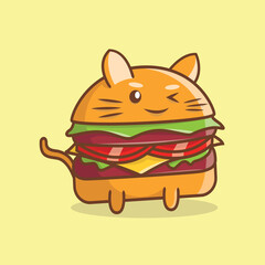 Cute burger cartoon vector icon illustration logo mascot hand drawn concept trandy cartoon