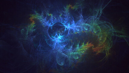 3D rendering abstract colorful fractal light background