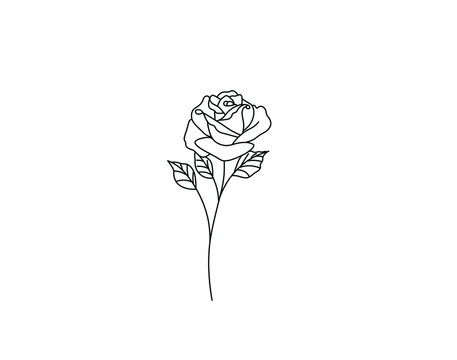 One line rose design Hand drawn minimalism style vector  Tiny rose tattoos  Snake tattoo design Small tattoos