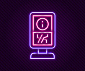 Glowing neon line Information stand icon isolated on black background. Colorful outline concept. Vector