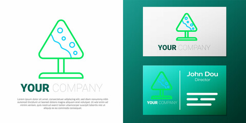 Line Road sign avalanches icon isolated on white background. Snowslide or snowslip rapid flow of snow down a sloping surface. Colorful outline concept. Vector