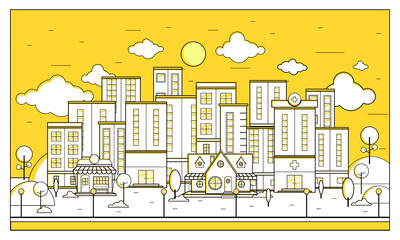 City building style flat design vector illustration