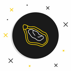 Line Mussel icon isolated on white background. Fresh delicious seafood. Colorful outline concept. Vector