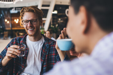 Multiracial business men working in office space