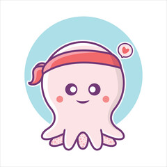 Cute octopus cartoon vector icon illustration logo mascot hand drawn concept trandy cartoon