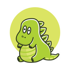 Cute dino cartoon vector icon illustration logo mascot hand drawn concept trandy cartoon