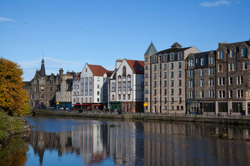 Fototapeta na wymiar Views along the shore at Leith, Edinburgh, Scotland in the UK