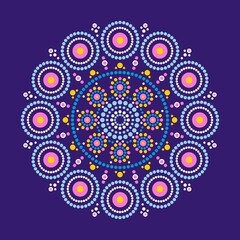 Mandala rangoli ethnic dot pattern - obrazy, fototapety, plakaty