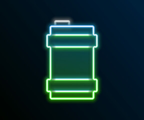 Glowing neon line Metal beer keg icon isolated on black background. Colorful outline concept. Vector