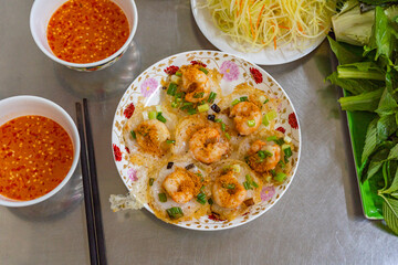 Delicious tiny fried shrimp pancake- Vietnamese cuisine, Banh Khot