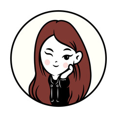 Cute girl cartoon vector icon illustration logo mascot hand drawn concept trandy cartoon