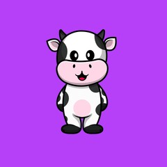 Obraz na płótnie Canvas Cute Cow Cartoon Vector Icon Illustration. Animal Icon Concept Isolated Premium Vector. Flat Cartoon Style