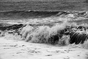 Crashing waves in winter