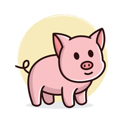 Cute pig cartoon vector icon illustration logo mascot hand drawn concept trandy cartoon