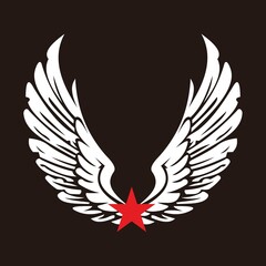 wing and star emblem vector design