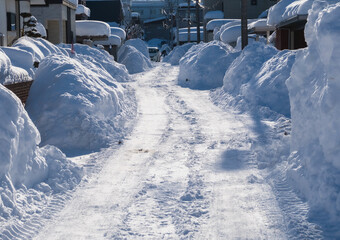 大雪が降った日の市街地  北海道札幌市