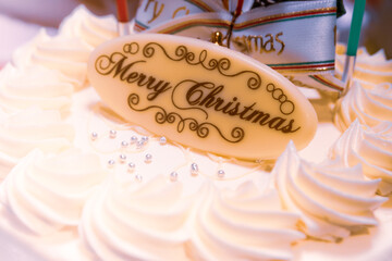 Naklejka premium クリスマスケーキのクローズアップイメージ