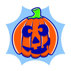 Cute pumpkins helloween cartoon vector icon illustration logo mascot hand drawn concept trandy cartoon