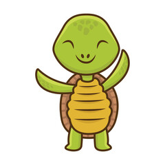 Cute turtle cartoon vector icon illustration logo mascot hand drawn concept trandy cartoon