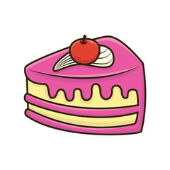 Cute cake cartoon vector icon illustration logo mascot hand drawn concept trandy cartoon