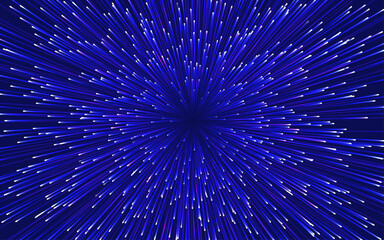 Obraz premium Vector speed of light illustraction. Space and stars on dark background. Text plaseholder.