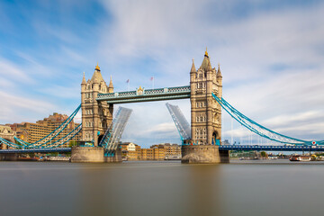 Long exposure of Tower Bridge opening, London, England