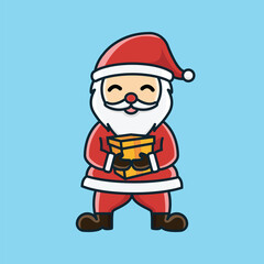 Cute santa cartoon vector icon illustration logo mascot hand drawn concept trandy cartoon