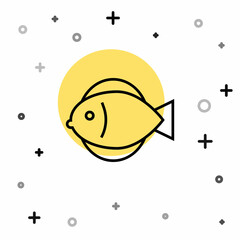 Black line Fish icon isolated on white background. Random dynamic shapes. Vector