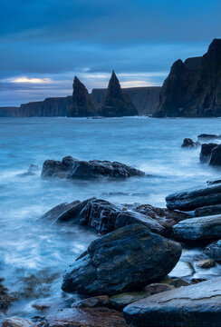 Duncansby Head and Sea Stacks at dawn, Caithness, Scottish Highlands, Scotland