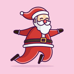 Cute santa cartoon vector icon illustration logo mascot hand drawn concept trandy cartoon