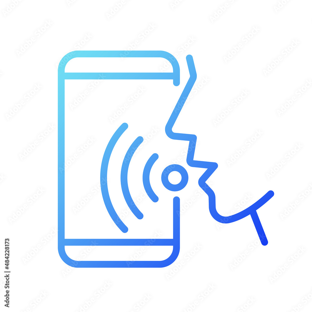 Poster voice control gradient linear vector icon. audio command for application. internet of things. smart 