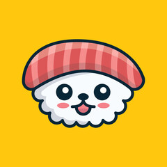 Cute sushi cartoon vector icon illustration logo mascot hand drawn concept trandy cartoon
