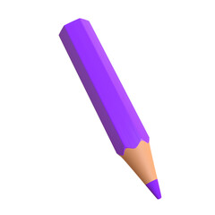 Purple pencil isolated on white background. 3d render illustration