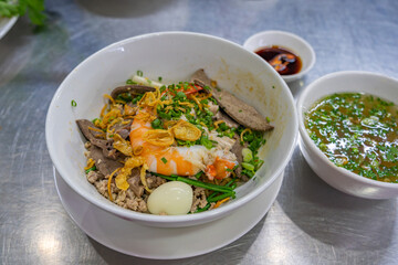 Vietnamese shrimp rice noodles in restaurant