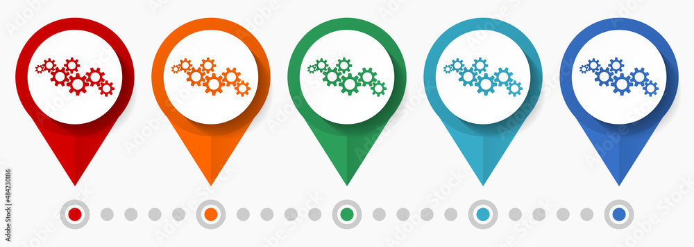 Poster work, technology concept vector icon set, flat design pointers, infographic template