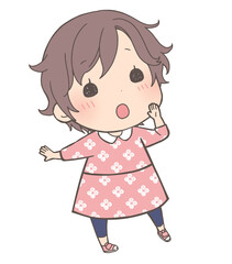 呼びかけるポーズの女の子