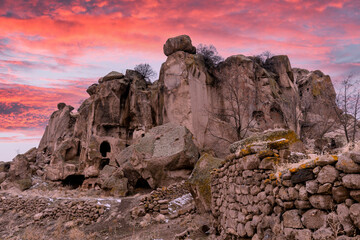 Guzelyurt Town old houses view in Aksaray Province