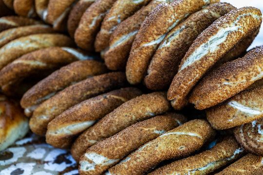 Famous Turkish Street Food Simit For Sale