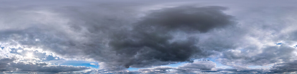 blue sky with dark beautiful clouds before storm in seamless hdri panorama 360 degrees angle view ...