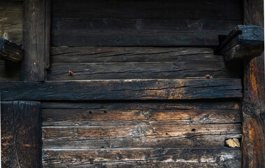 Obraz premium Weathered old wooden vintage barn wood. Timber wood wall texture background. Used as natural background. Vintage toned. Empty template.