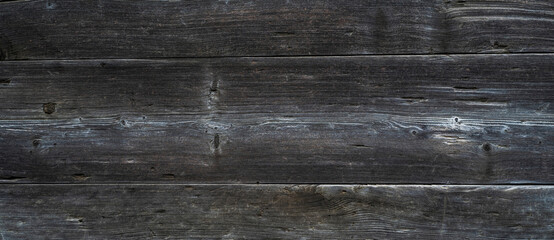 Old dark color wood wall for seamless wood background and texture. Rustic weathered barn wood background with knots and nails.