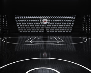 Basketball court. Photorealistic 3d Illustration of a sport arena background