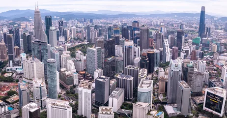 Fotobehang Kuala Lumpur, Malaysia- Panoramic aerial view of the city  southeast Asian cityscape from the KL Tower © William